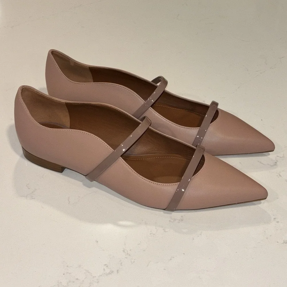NWOB Malone Souliers Maureen Nude/Blush Leather Ballet Flats Size 40 US 10